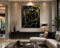 Gilded Connections — Black & Gold Abstract Wall Art