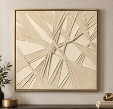 Handmade Textured Abstract Canvas Art | Cream With Frame included, Modern Organic Decor. (30x30”) Additional sizes available