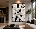 3D Textured Black & White Abstract Canvas | Modern Minimalist Wall Art. (36x24”) Additional sizes available